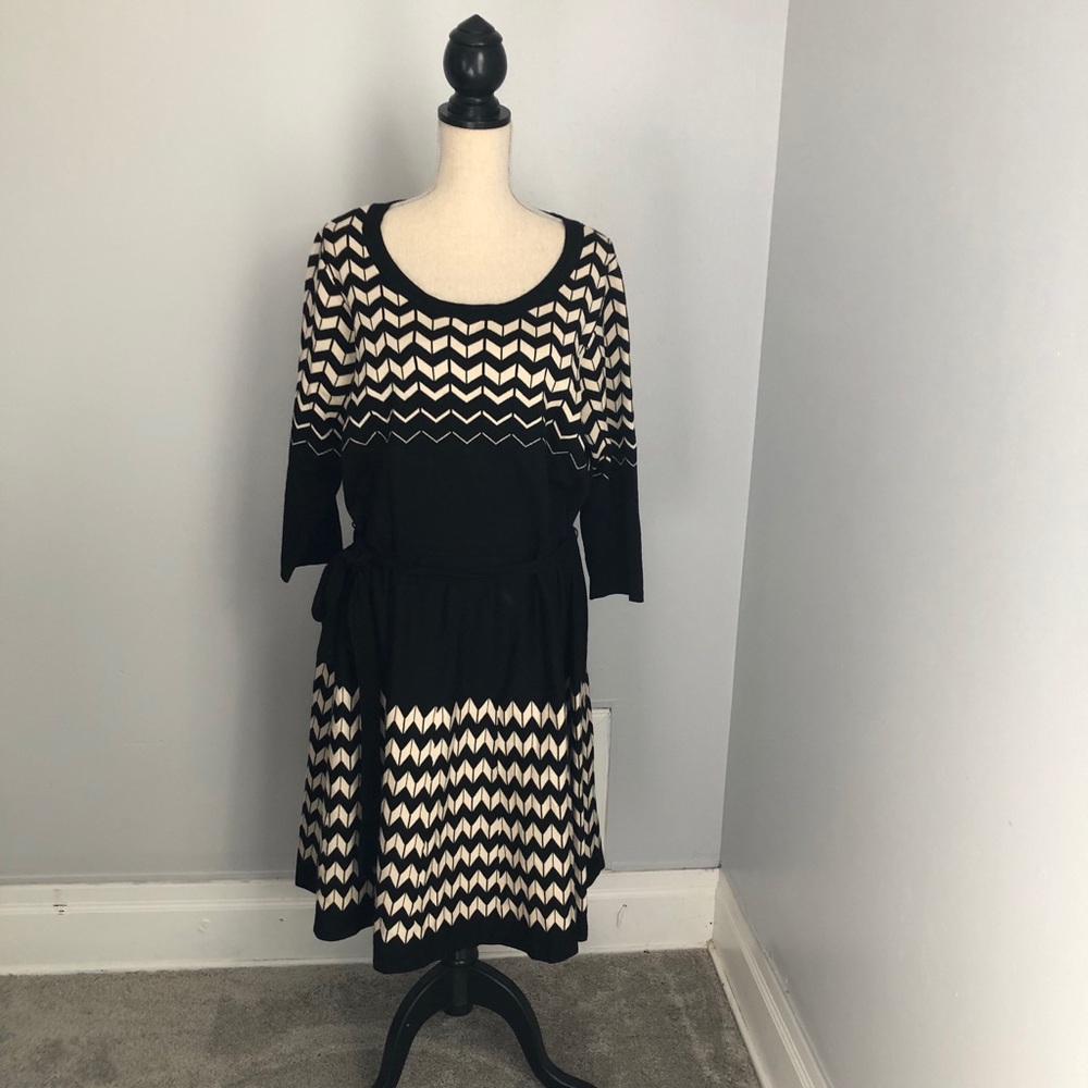 Fit and Flare Long Sleeved Sweater Dress